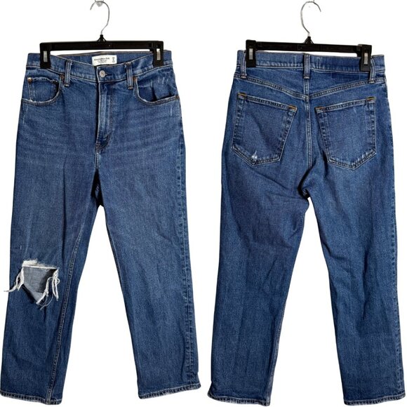 Abercrombie & Fitch Ankle Straight Ultra High Rise Denim Jean Women's 28 6S Blue - Picture 1 of 12